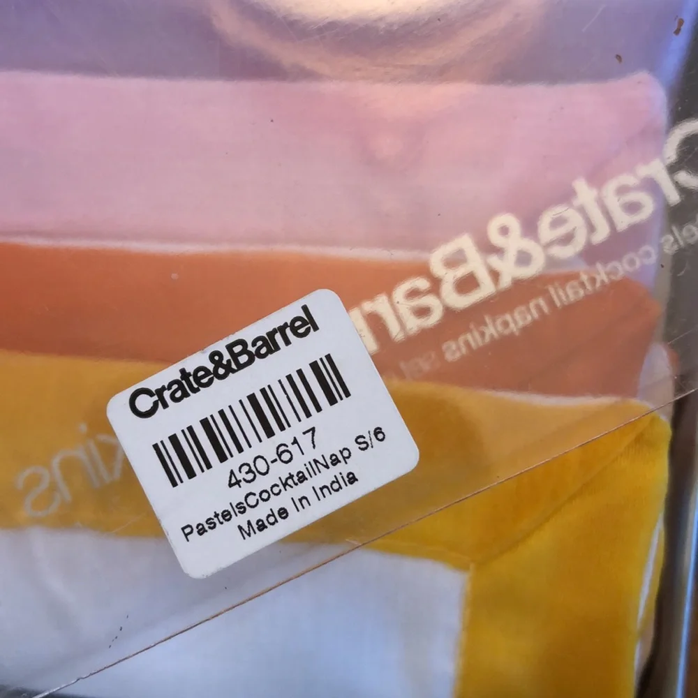 Crate & Barrel Pastel Cocktail Napkins Set of 6. Never used.